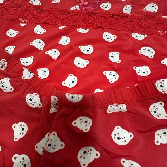 Red Bear Print Women's Sleepwear Set - Picture 6 of 6